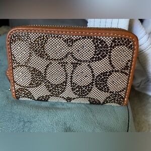 Coach signature crystal zip around card case wallet